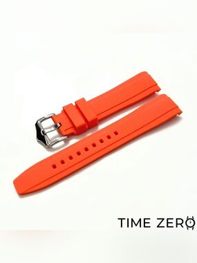 New Orange Curved End Rubber Watch Strap (The Element Collection) by Time Zero